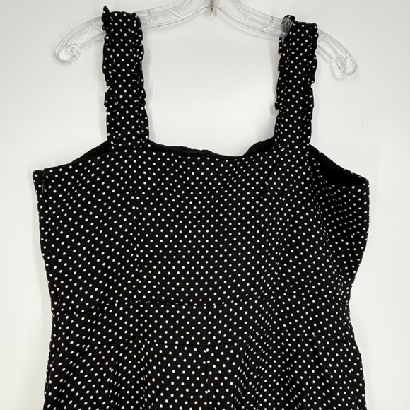 Loft Womens Size 10 Sleeveless Jumpsuit Black White Polka Dot Wide Leg Cropped - Picture 12 of 16